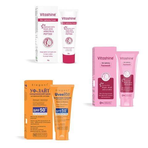 PIGMENT CARE KIT (VITASHINE-FACEWASH+VITASHINE+UVEELITESPF50)